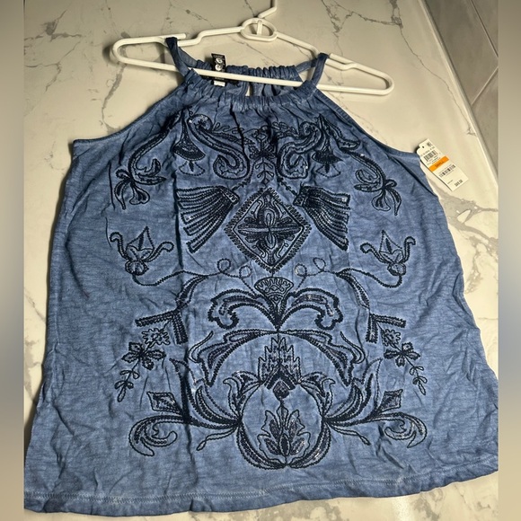 INC international concepts 100% cotton blue sequin Paisley halter NWT size small - Picture 1 of 5